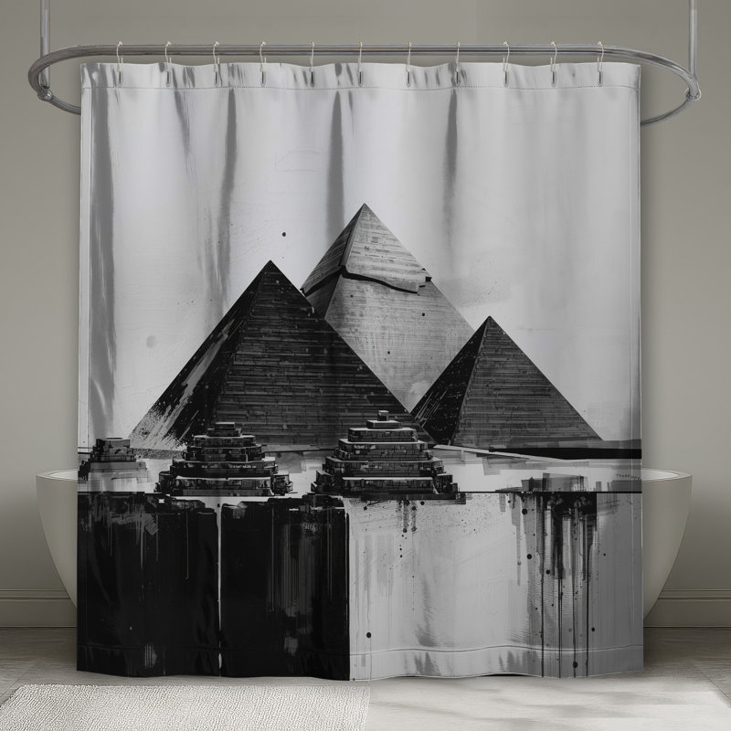 Rideaux de douche noir et blanc Pyramids, L 70 po x H 84 po
