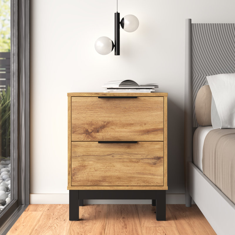 Yonkers 45cm W Bedside Table, Oak