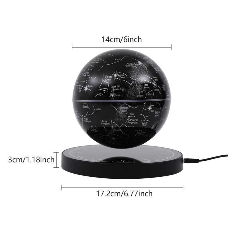 360° Auto-Rotating Freestanding Magnetic Levitating Globe With LED