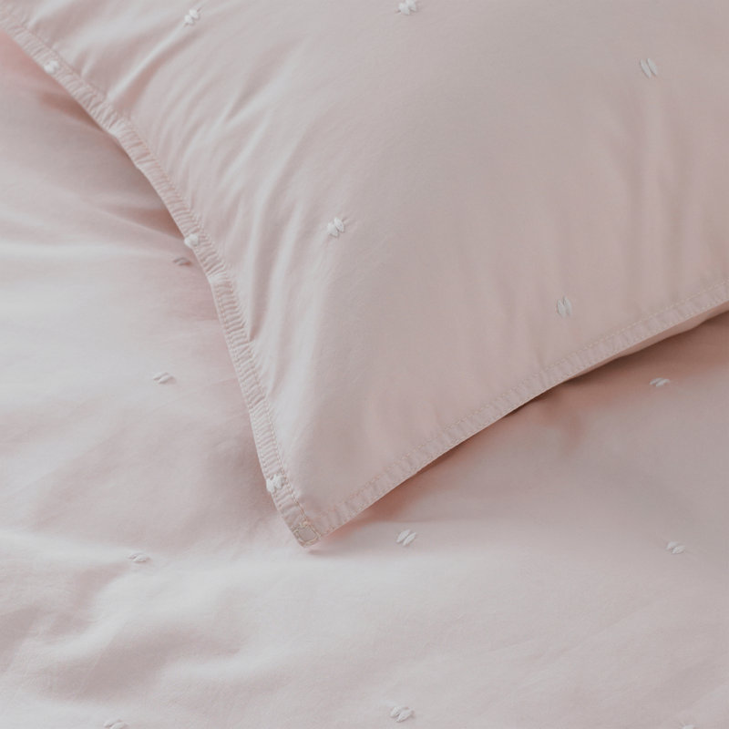 Wilton No Pattern Duvet Cover Set with Pillowcases, Single - 1 Standard Pillowcase, Blush/White