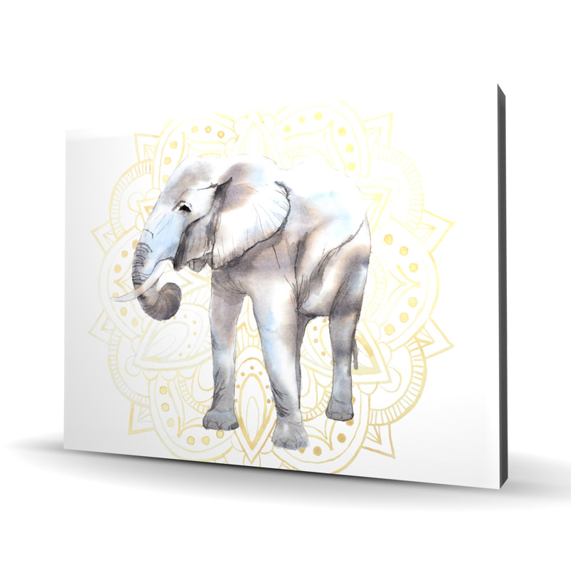 Elephant on Mandalas Pattern - Gray Office Canvas Decor