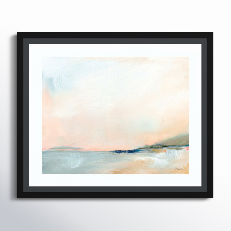 «Open Sky over Water» par Sue Schlabach - impression encadrée, L 13 po x H 11 po, Blanc