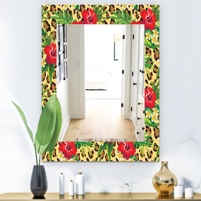 Miroir décoratif 1 bohémien et traditionnel leopard, H 24 po x l 32 po