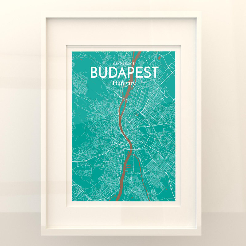 Budapest City Map In Nature - No Frame Print, 24cm H x 18cm W x 0.05cm D