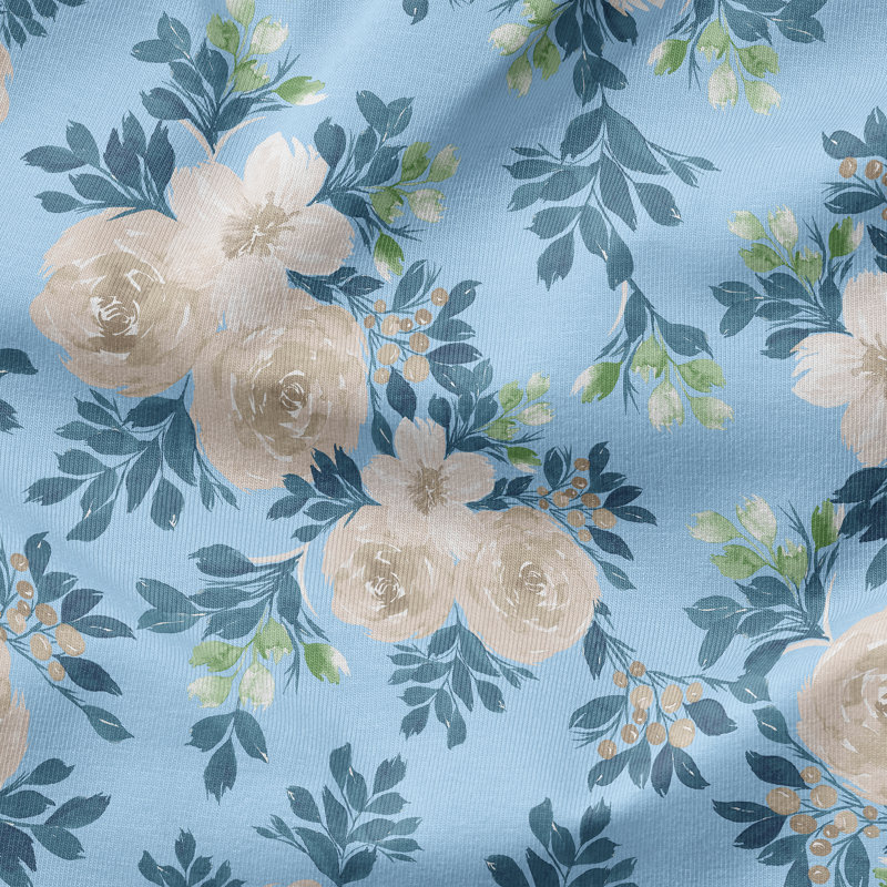 ARDEN x Alexandra Kay Plush Modern Tufted Polyfill Seat Cushion, 20 x 20, Backroad Blossom Blue
