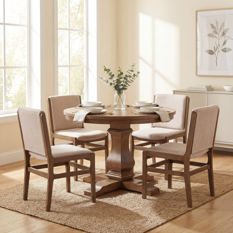 Chaises d'appoint Alagie, Noyer, Beige, Ensemble de 4