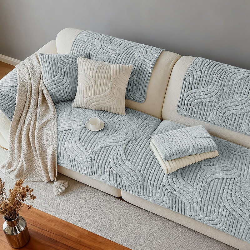 Sofa Slipcover, 90cm H x 210cm W x 90cm D, Light Grey