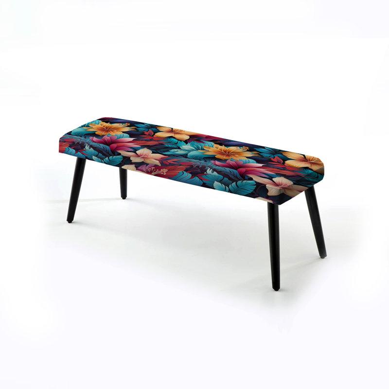 Tropical Mirage Vii Tropical Pattern - Tropical Upholstered Black Bench