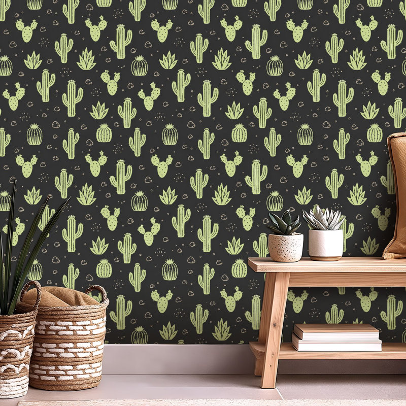 Papier peint auto-adhésif Cactus Boho, 117.6" L x 22.8" W