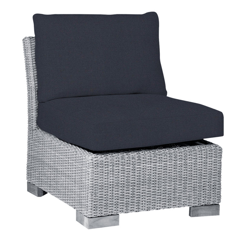 Club Patio Lounge Chair with Cushions, Oyster, No Welt, Linen Navy