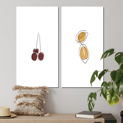 «Retro Fruits in Pastel Colors I», ensemble de 2 impressions