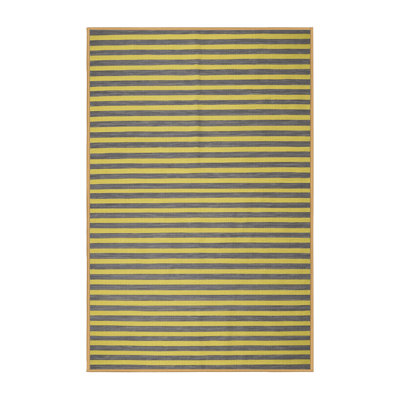 Tapis brun à rayures horizontales lavable à la machine