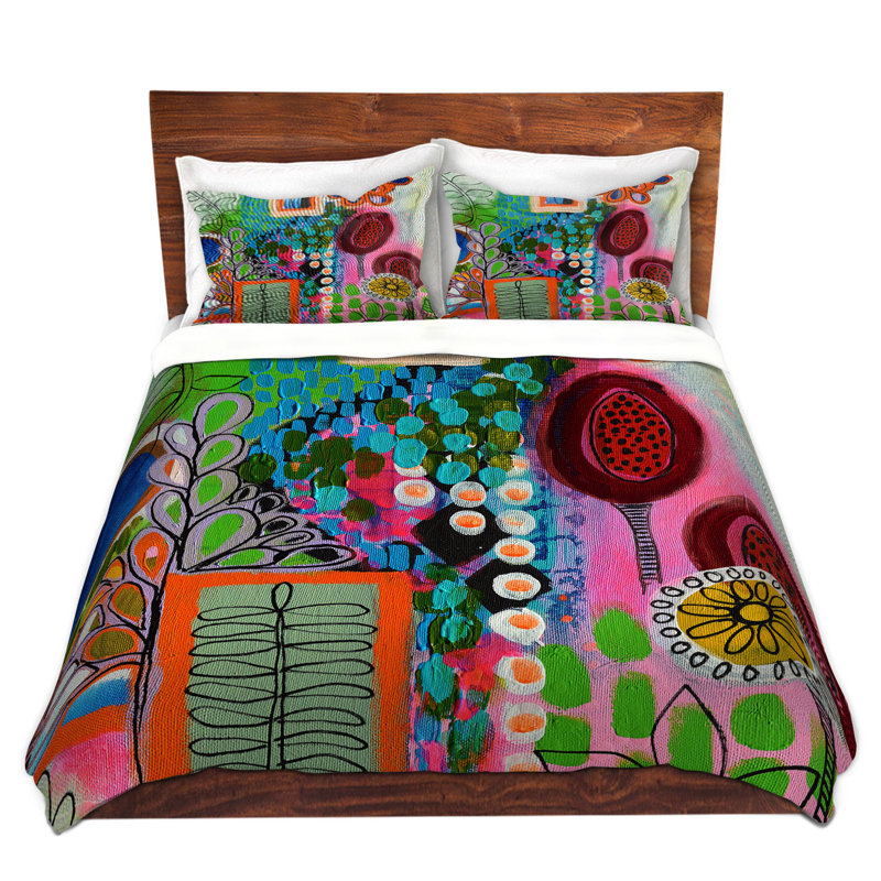 Polyester Floral Duvet Cover, 1 Queen Duvet Cover + 2 Standard Shams