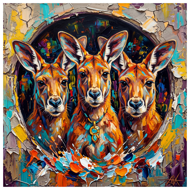 Édredon abstrait Three Kangaroos, Twin Extra Long