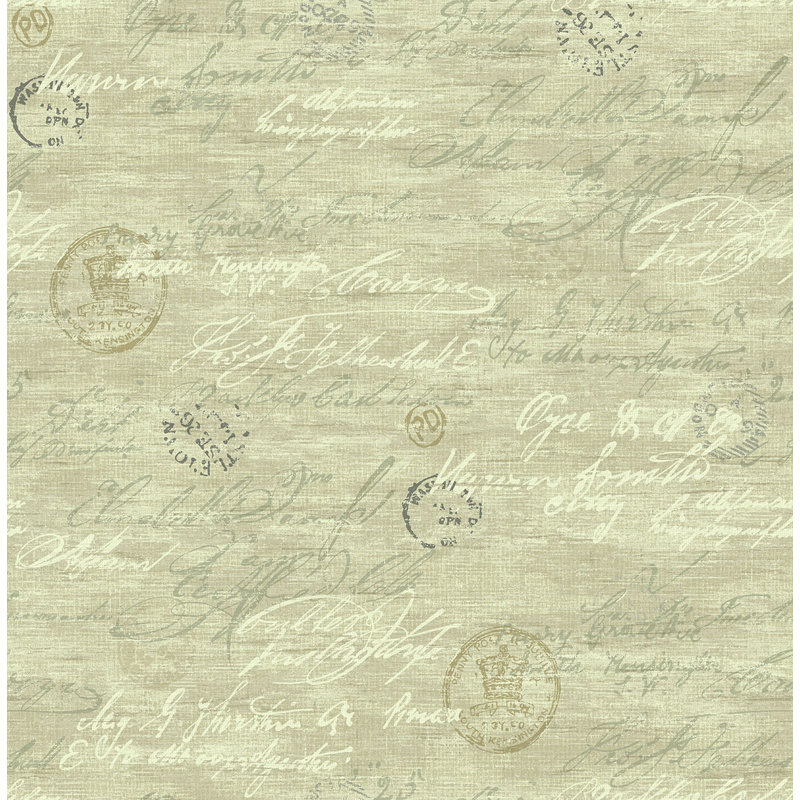 Rouleau de papier peint à motif de calligraphie rustique L 33 pi x l 20,5 po Jerry, Bronze / taupe