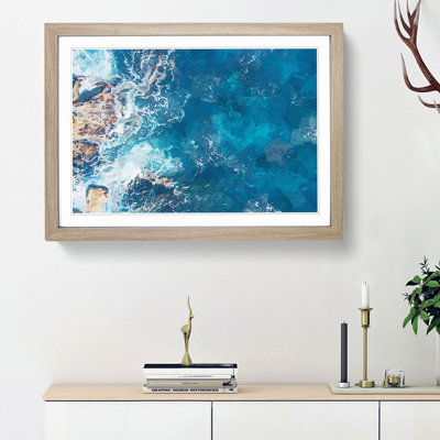 Aerial View of a Blue Ocean in Australia - Picture Frame Graphic Art Print