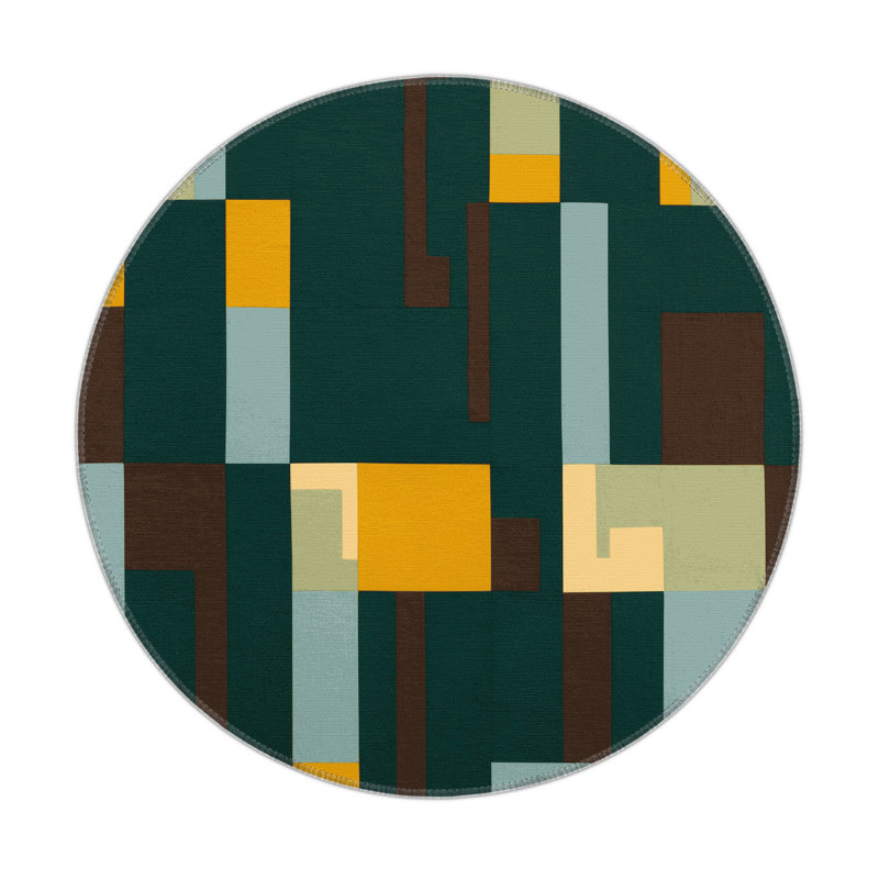 Mosaic Mountains Indoor And Outdoor Area Rug, Round 5'