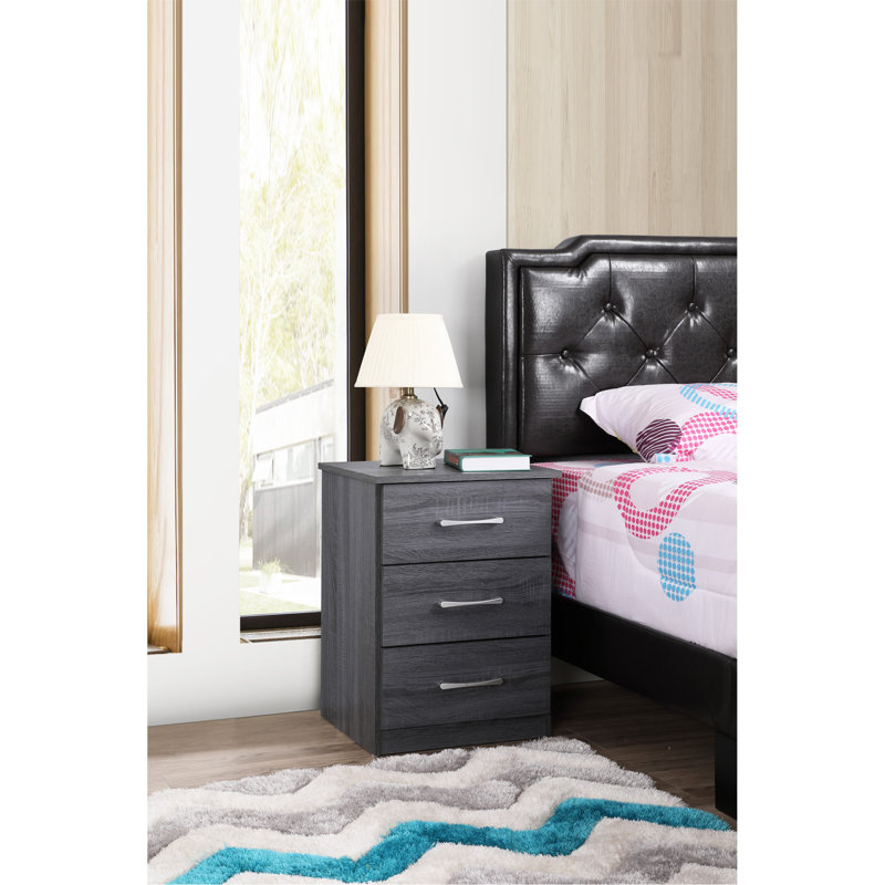 Table de chevet 3 tiroirs Seniz , Gris