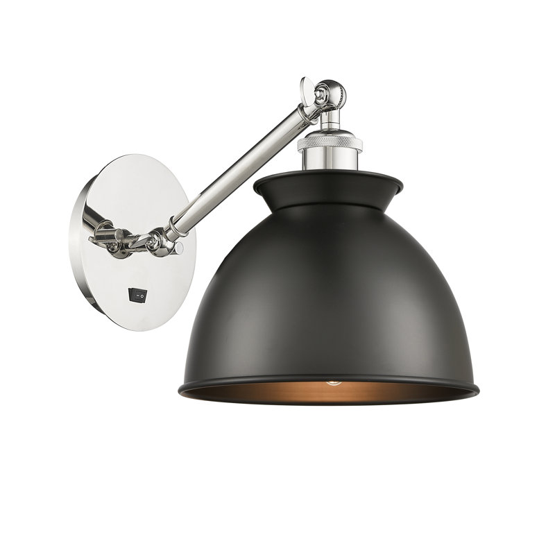 Shauna Armed Sconce, Matte Black, LED, Polished Nickel