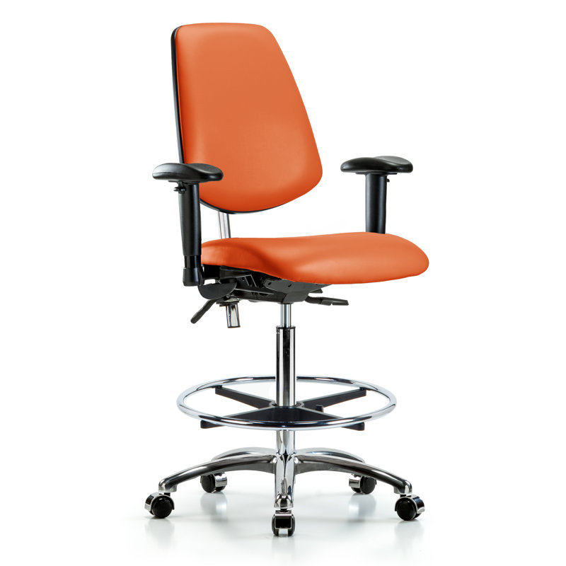 Chaise de dessinateur Makaila, Roulettes, Non inclus, Orange
