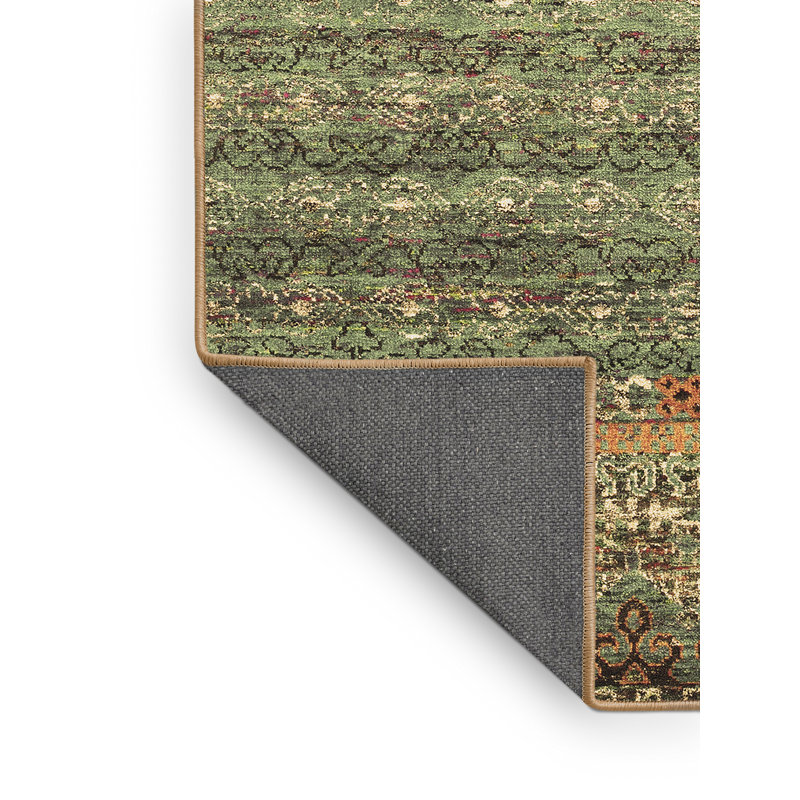 Tapis marocain en laine / polyester tissé à la machine en brun / vert, Rectangle 2 pi x 4 pi
