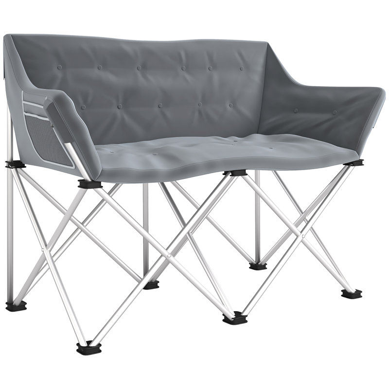 Double chaise de camping, chaise de camping pliante surdimensionnée avec poche latérale