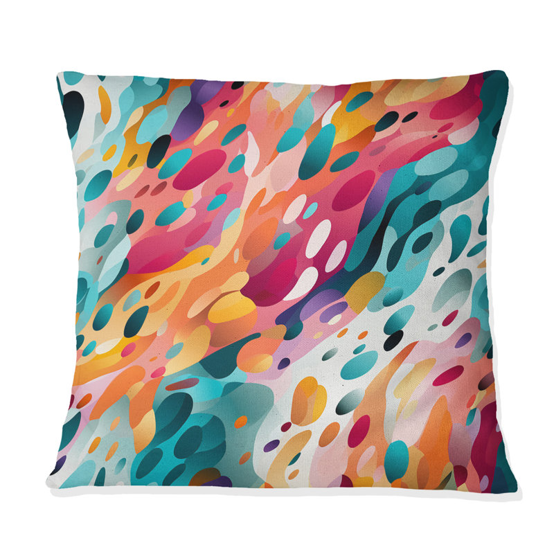 Coussin décoratif imprimé rose et bleu, H 18 po x l 18 po