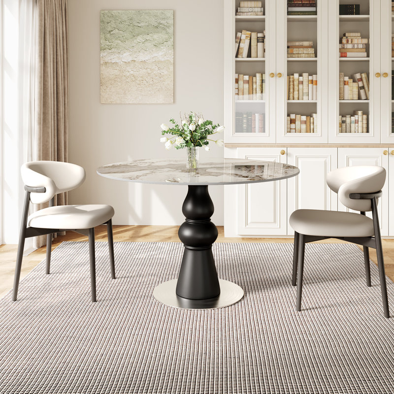 Petite table de salle à manger pour 2 à 4 personnes, H 29,8 po x L 43,3 po x l 43,3 po, Blanc / Brun