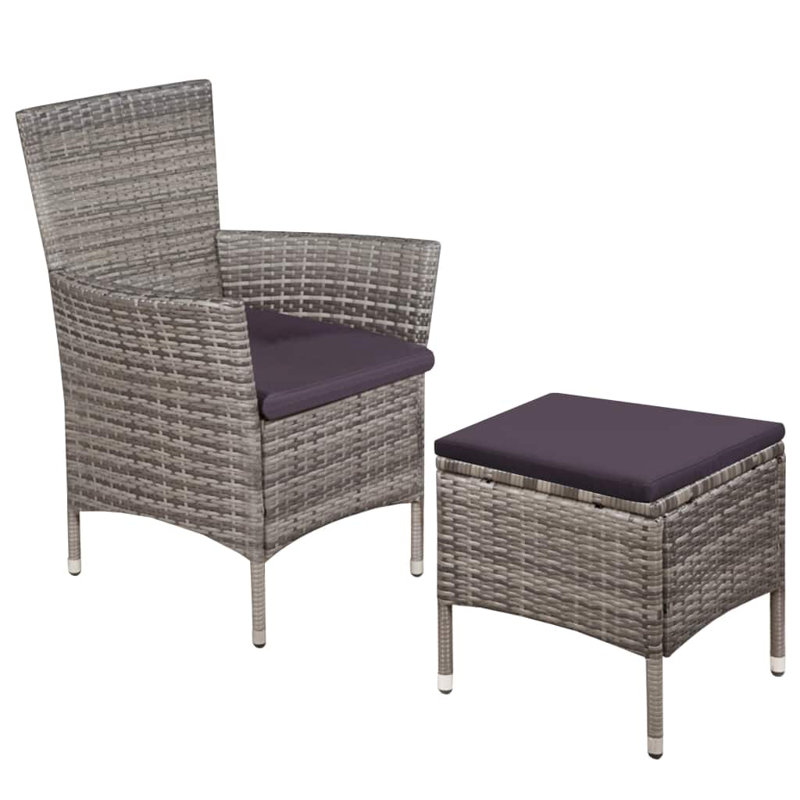 Patio Chair with Cushions, Gray, Brown