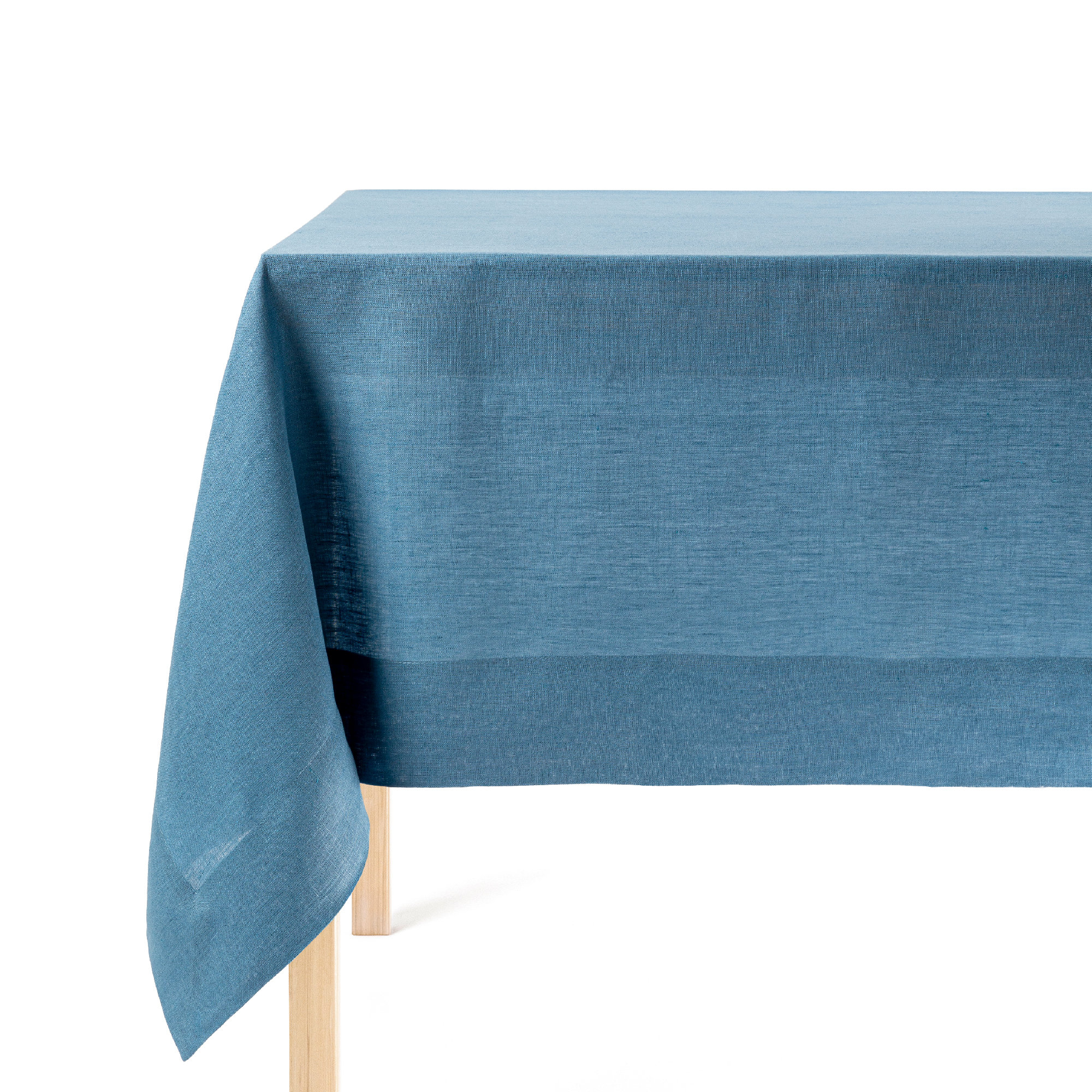 Over&Back 100% Linen Woven Table Cloth, 70" W x 90" L, Blue