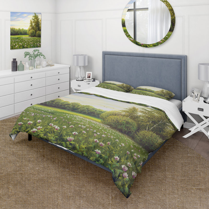 Spring Trees By The Meadows - Ensemble de housse de couette Country - Microfibre de polyester