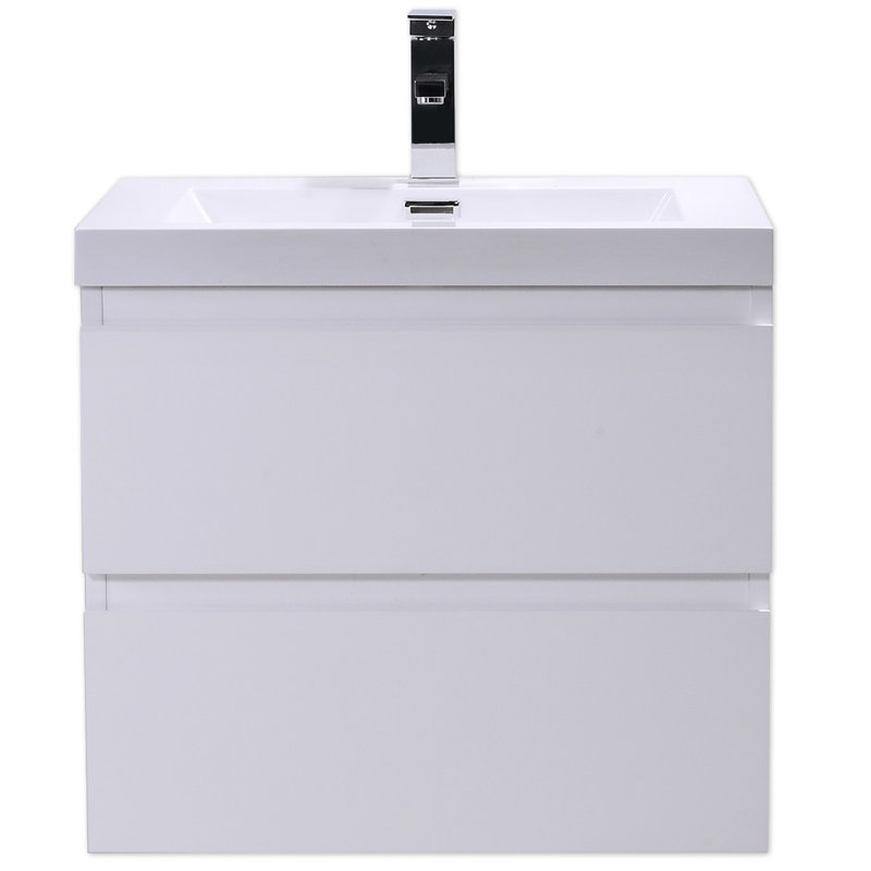 Ensemble de meuble-lavabo simple 24 po Hridhaan, Blanc très luisant