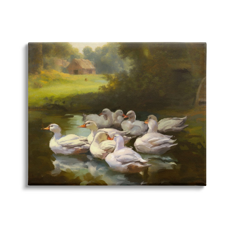 «Country Ducks In Pond On Canvas» par Ziwei Li, reproduction, H 16 po x l 20 po x P 1,5 po