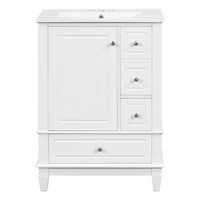 24" White Bathroom Vanity With Sink & 36" Grey Vanity Base Only