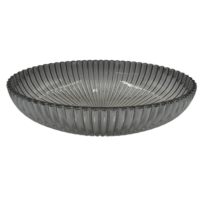 Majestic 21" Glass Oval Vessel Bathroom Sink, Gray