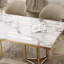 Table de salle à manger moderne en faux marbre blanc avec base à double piédestal pré-assemblée-175376638