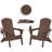 Folding Adirondack Chair Set Of 2, Cup Holder，Wooden Textured ，Heavy All-Weather HDPE Comfortable Set Poolside Backyard Lawn Coffee-124432822