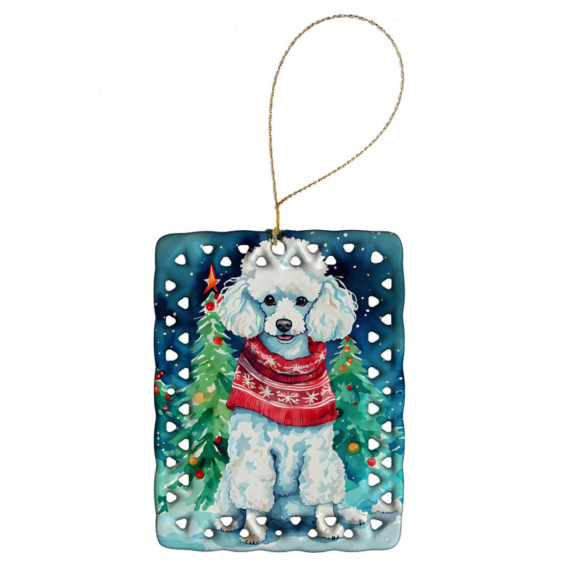 Ornement en porcelaine de Noël caniche, Caniche 3579