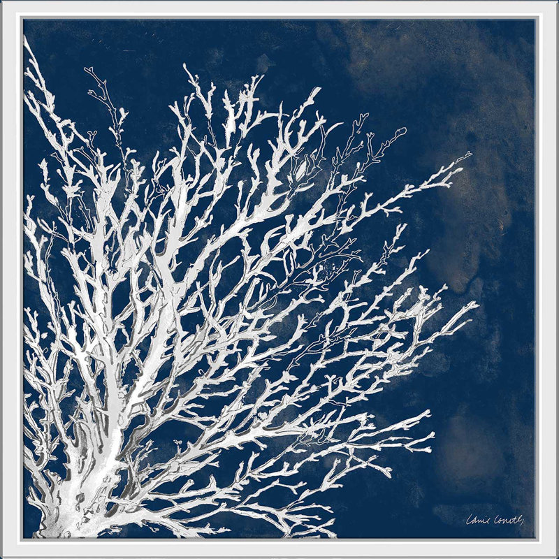 Coastal Coral II par Lanie Loreth - Peinture, H 39,5 po x l 39,5 po x P 2 po, Cadre flottant blanc