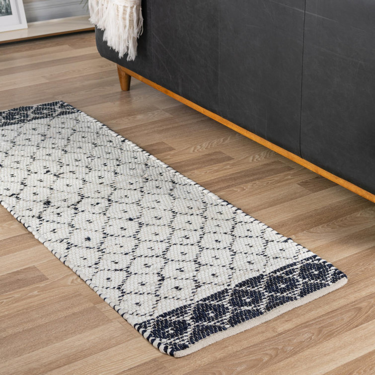 Tapis géométrique ivoire en jute et sisal tissé à plat à la main