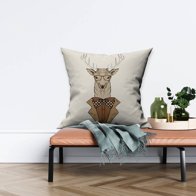 deer with brown coat - 26"x26" Throw pillow - Poly twill - Print on demand, 26" x 26", Polyester/Polyfill