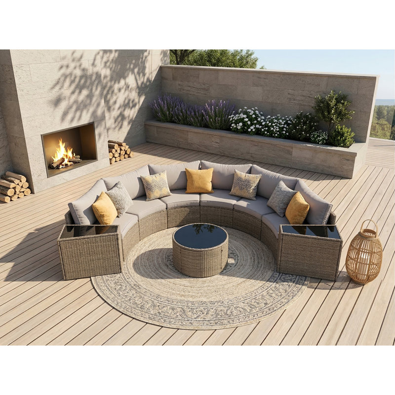 Canapé modulaire demi-lune pour l'extérieur, 6