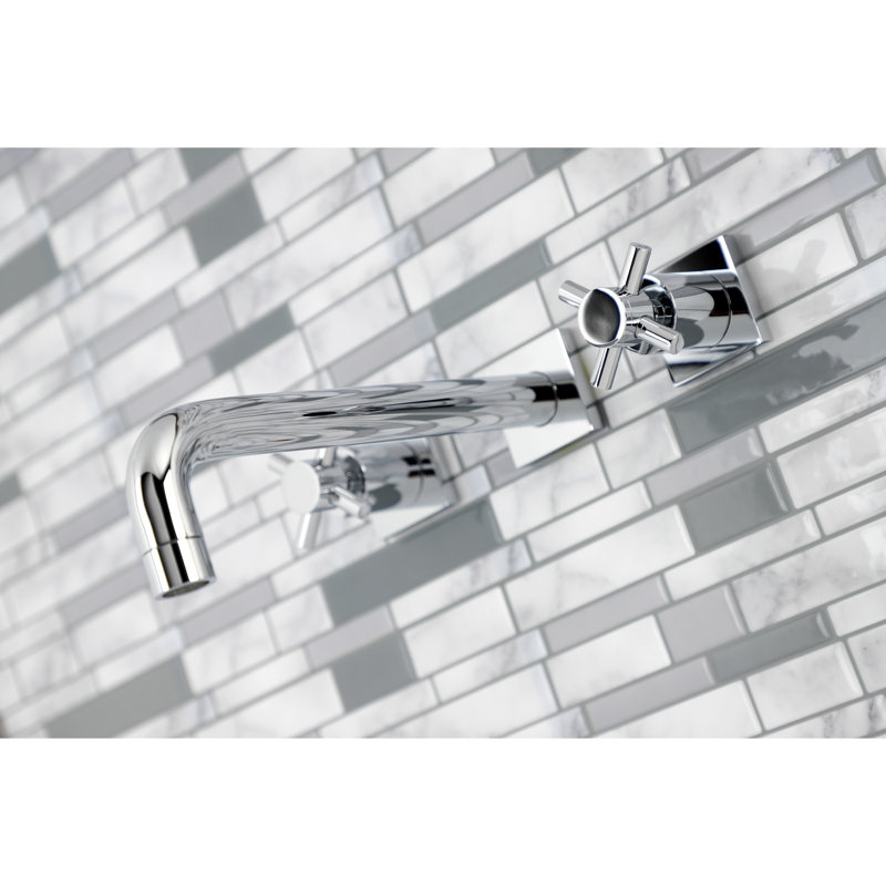Robinet de baignoire romaine à poignée double Manhattan, Chrome poli, Croix
