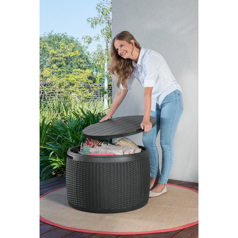 Keter Circa 37 Gallon Rattan Durable Resin Outdoor Storage and Organization Deck Box Ideal For Patio