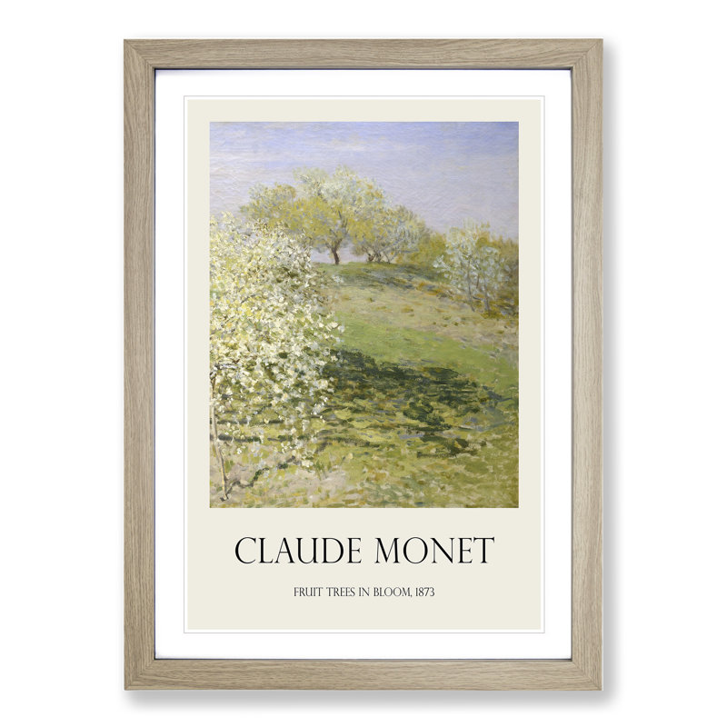 Spring Fruit Trees In Bloom by Claude Monet - Single Picture Frame Print, 36cm H x 27cm W x 2cm D, Oak Framed