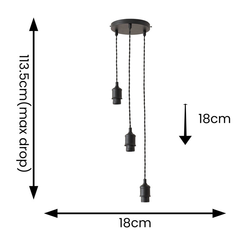 3 - Light Pendant, Matte Black