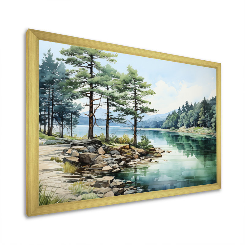 Pine Tree Reflections II - Reproduction d'art mural pin, H 30 po x l 40 po x P 1,5 po, Encadrement doré