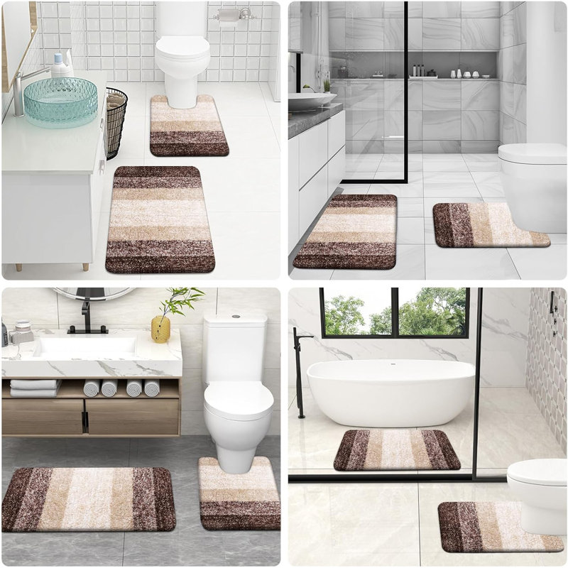2-piece Bathroom Rug Set Brown