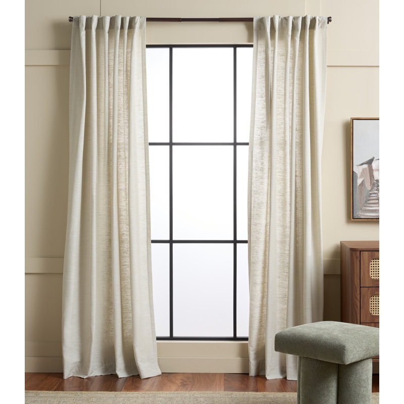 Polyester Solid Color Room Darkening Curtain, 52" W x 96" L, Light Taupe/Blue Gray