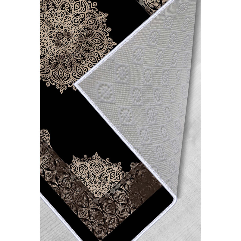 Tapis tissé de qualité supérieure, 100% polyester, 4,6 x 7,2 pi | Pois antibactérien antidérapant en PVC | Impression numérique 3D, lavable à la machine, hauteur des poils: 0,3 po | Idéal pour le salon, la chambre à coucher et les espaces repas